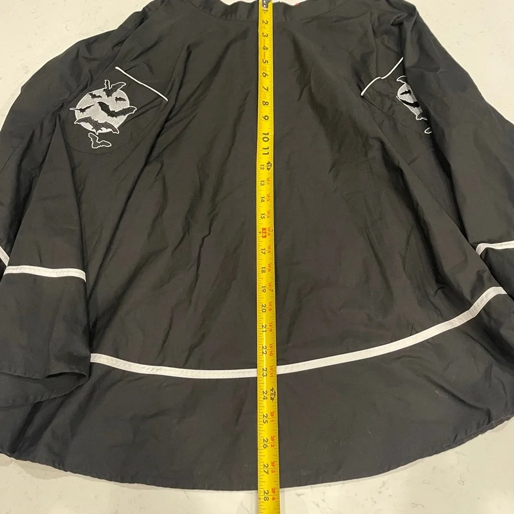 Hell Bunny Bat Swing Skirt Black White Goth Rockabilly Pinup 1950s Pockets Sz S - Picture 6 of 8